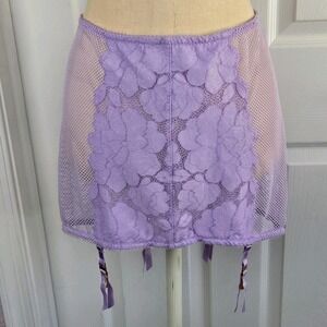 Savage x Fenty Purple Floral Glow Backless Garter Skirt Size 3X Sexy Lingerie